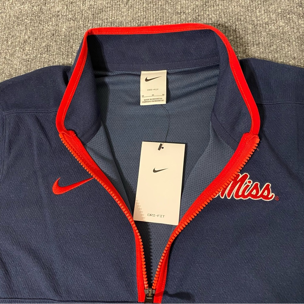 Nike Victory Dri-Fit Quarter Zip Ole Miss Mens Medium Blue Pullover NWT - Picture 7 of 12